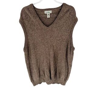 LL Bean Sweater Vest Mens XL Brown Lambswool Scotland Vintage Grandpa Academia